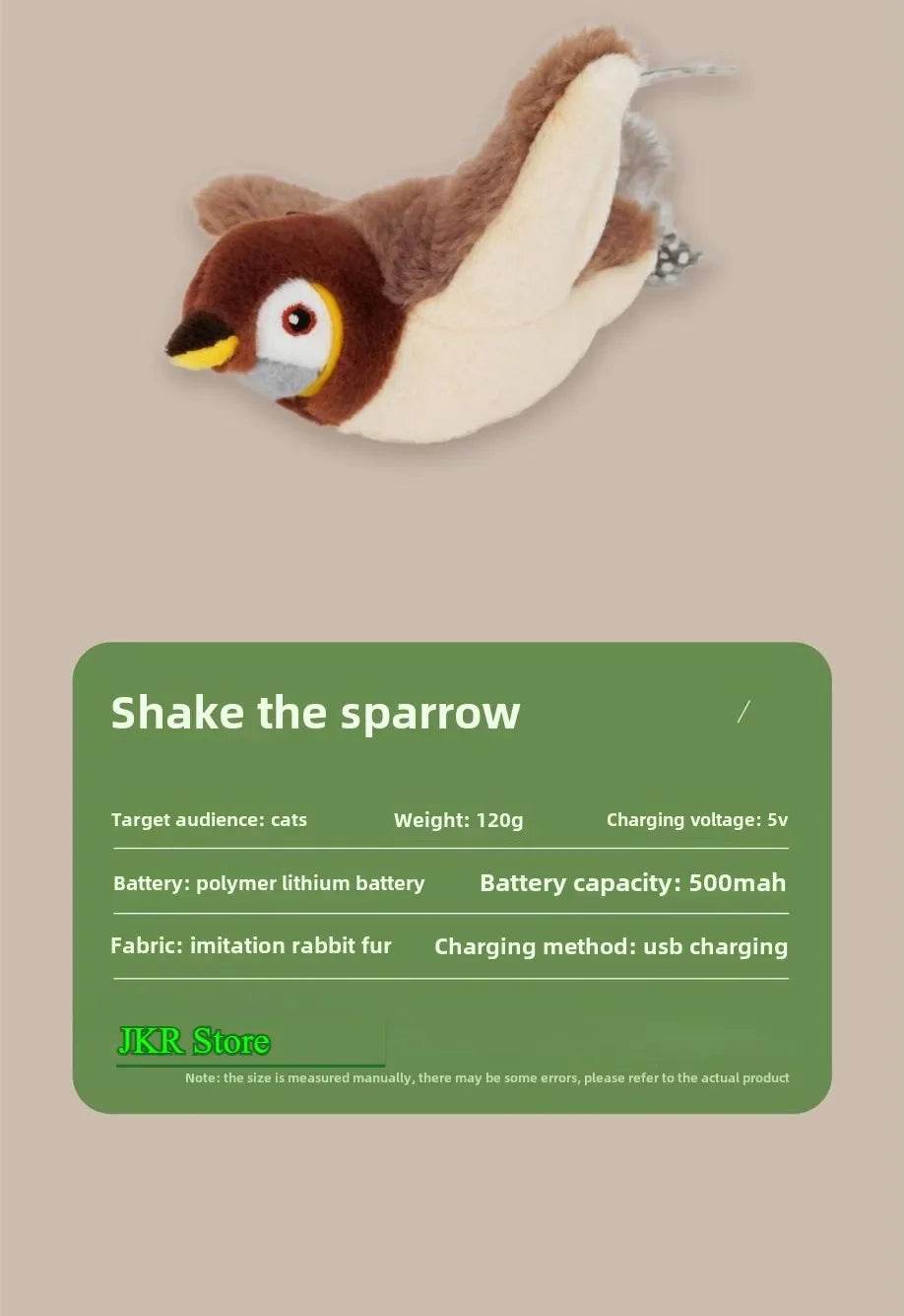 Jouets interactifs pour chat chaud, herbe-aux-chats électrique Pat Bird (avec herbe-aux-chats), jouet en peluche grinçant à commande tactile, Rechargeable par USB pour animaux de compagnie - SnapyNest
